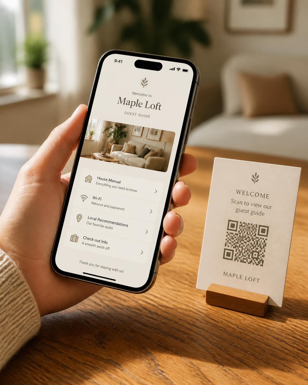 Digital guest guidebook and welcome QR card