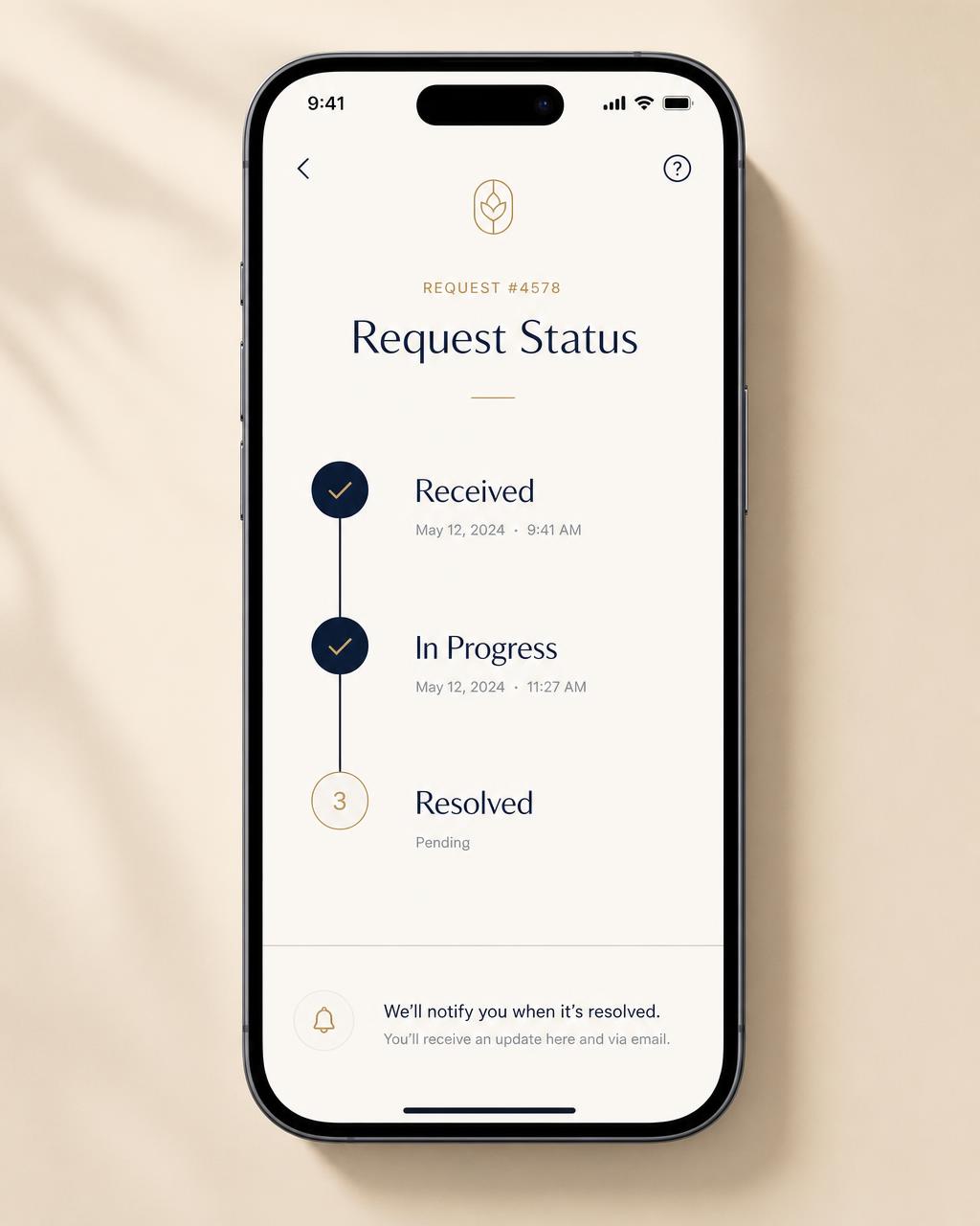 Guest scanning a QR card to send a request